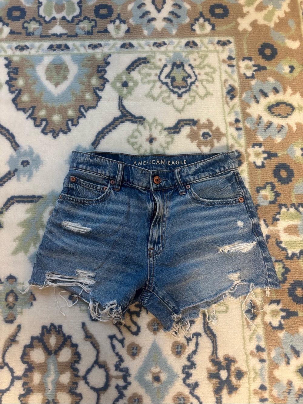 American Eagle Outfitters Distressed Light Blue Denim Cutoff Shorts